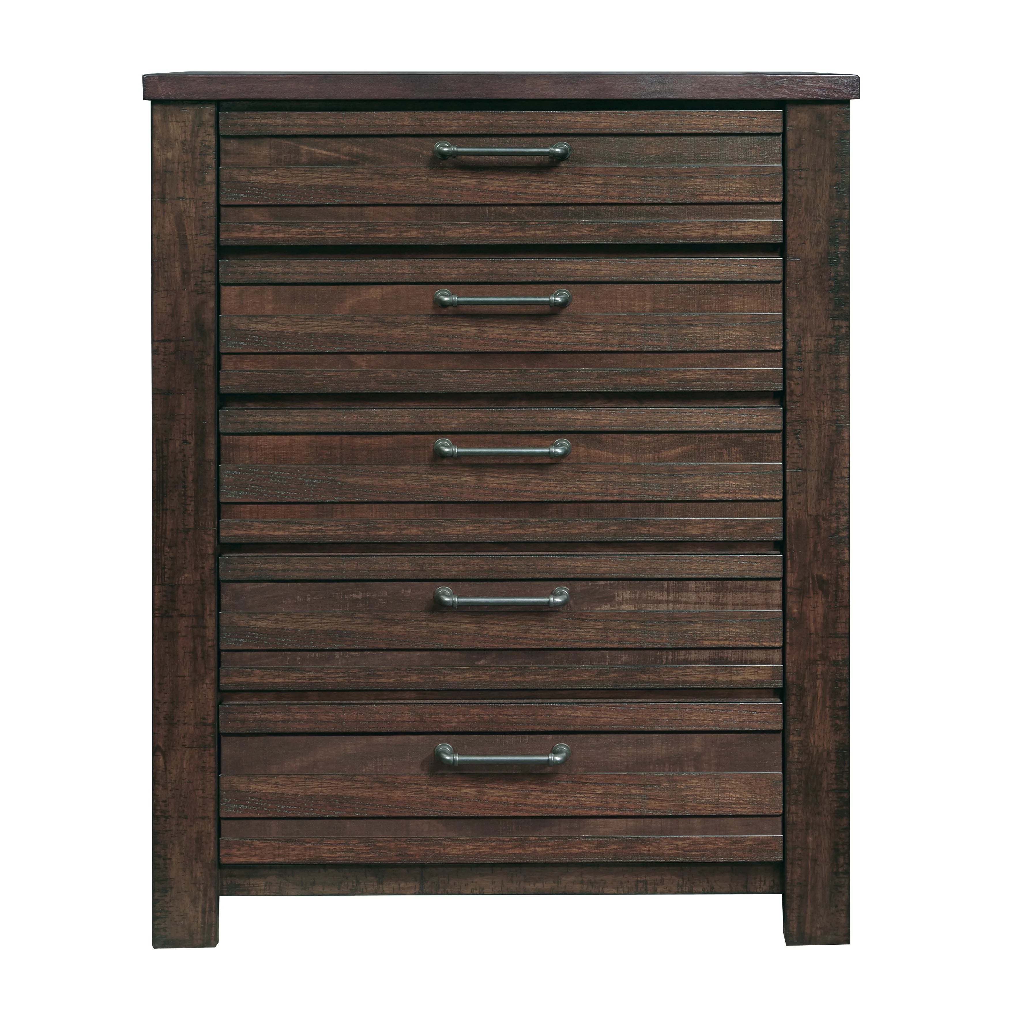 Espresso Wood Queen Bedroom Set with Dresser, Mirror, Nightstands, Chest Y104797