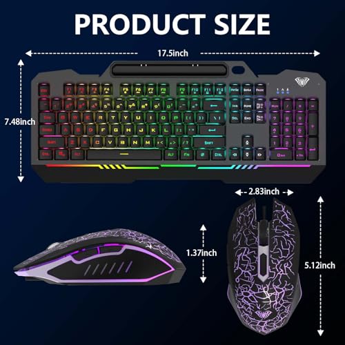 Gaming Keyboard and Mouse Combo with RGB Backlit, All-Metal Panel, Anti-Ghosting, USB Wired E96833