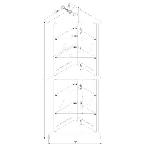 Walnut Glass Corner Curio Cabinet with Lights Z25335