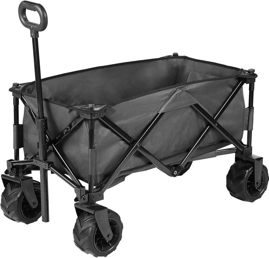 Large Capacity Collapsible Wagon Cart with Big Wheels (Black) W4924