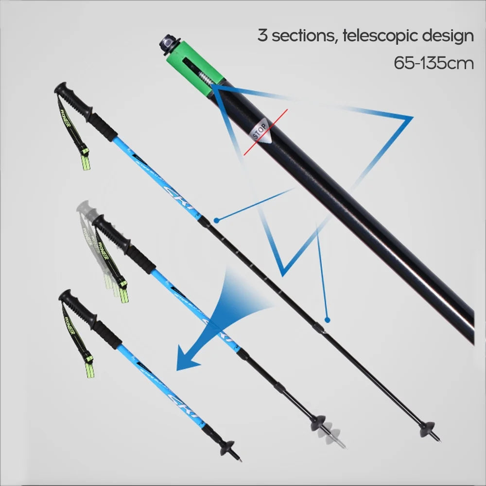 3-Section Telescopic Adjustable Trekking Hiking Cane V2517