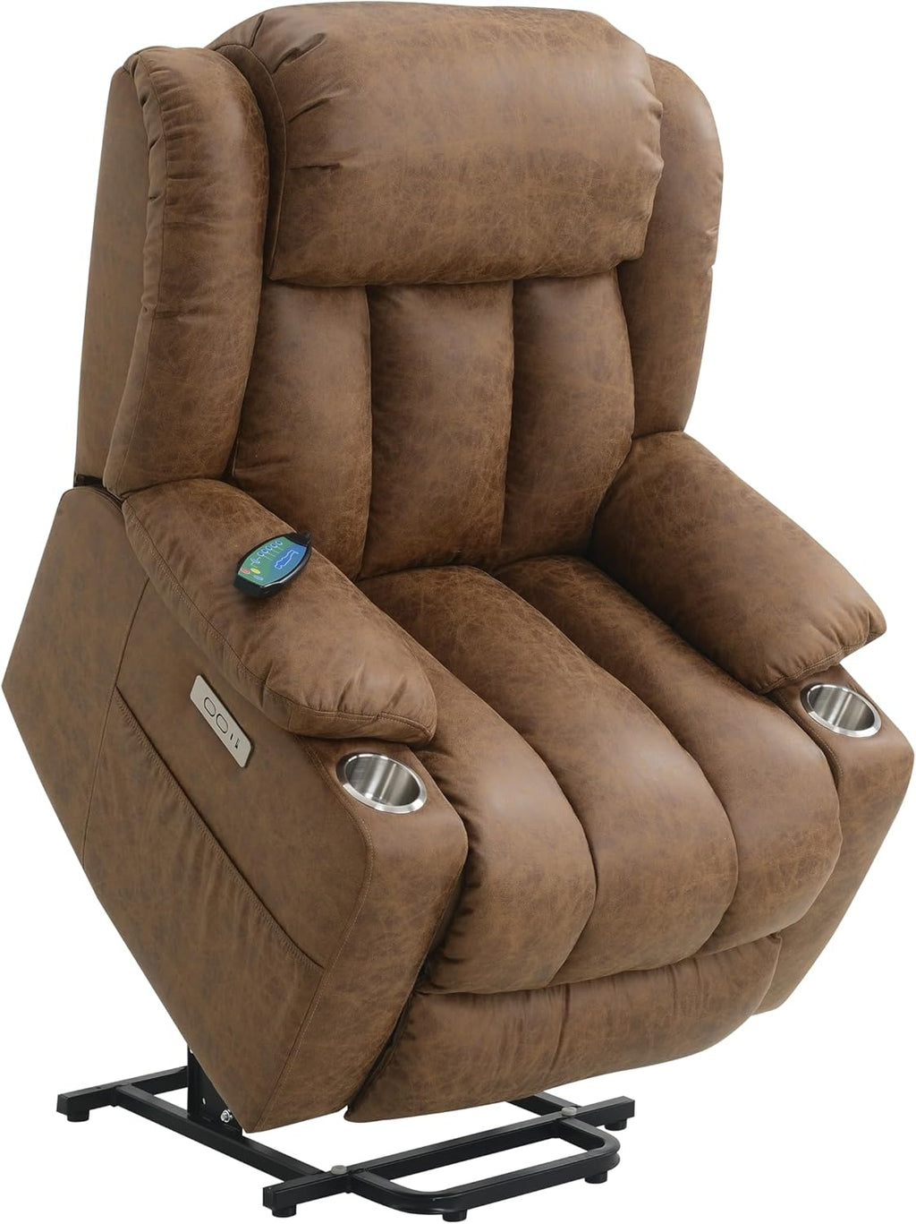 Brown Leather Power Lift Recliner Chair with Heat and Massage G348237
