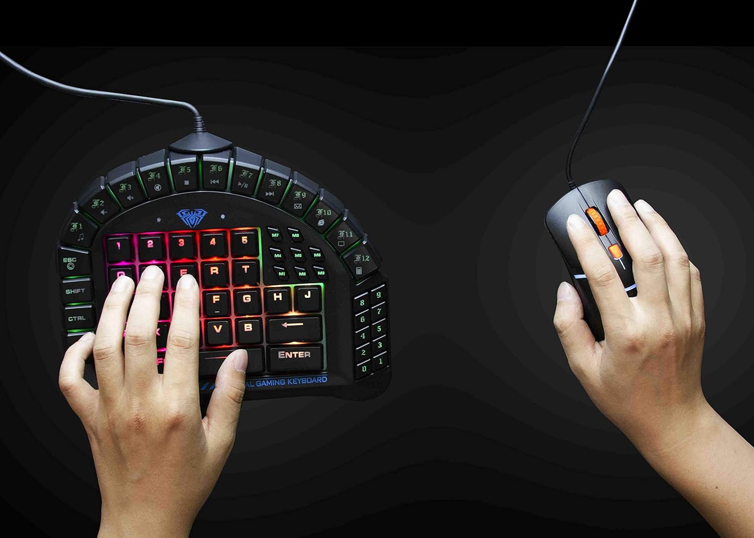 One Handed Mechanical Gaming Keyboard with Blue Switches and RGB Backlit G560111