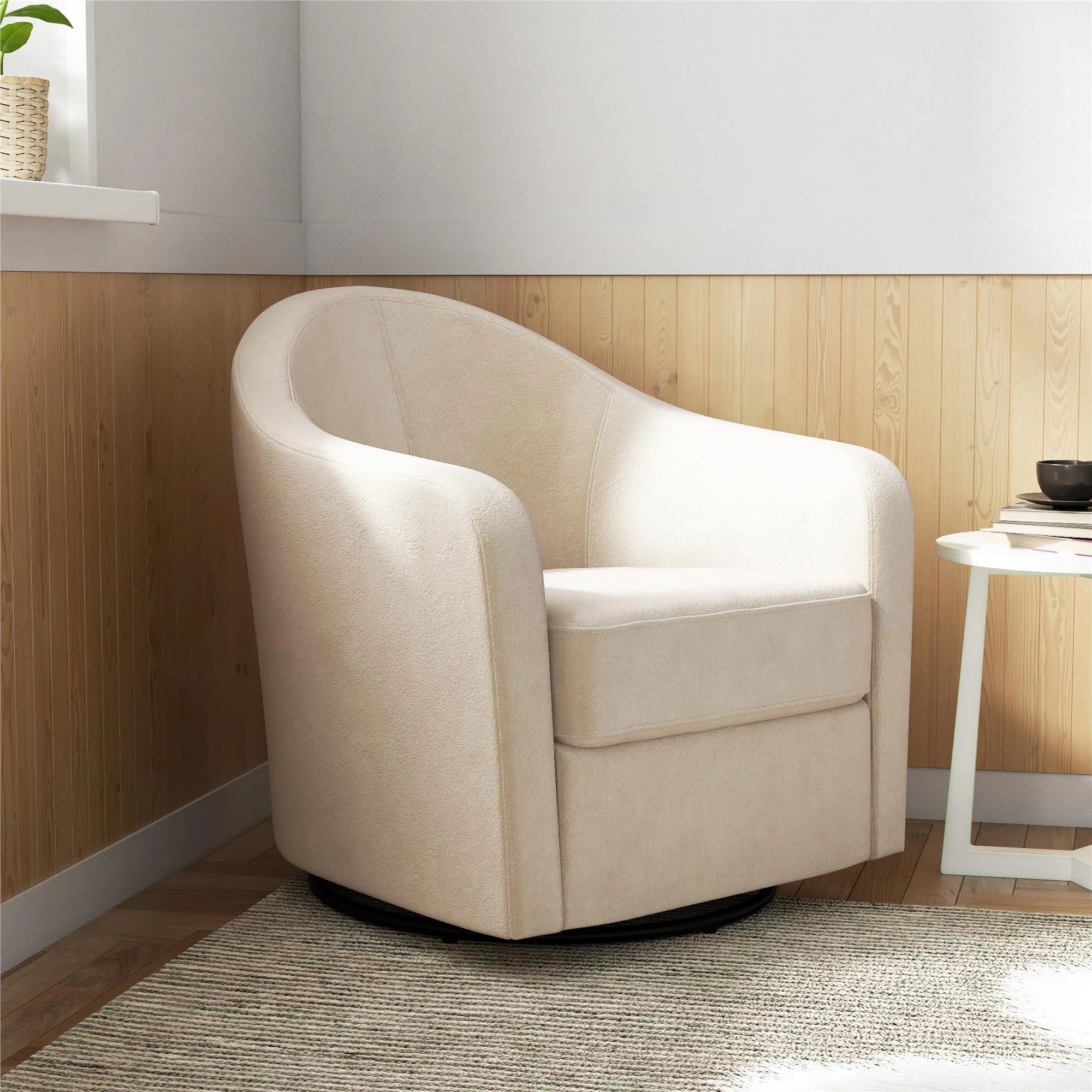 Ivory Velvet Curved Accent Chair S3584