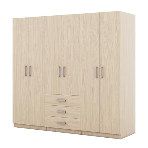 White 4 Doors Armoire Wardrobe with Mirror S190587