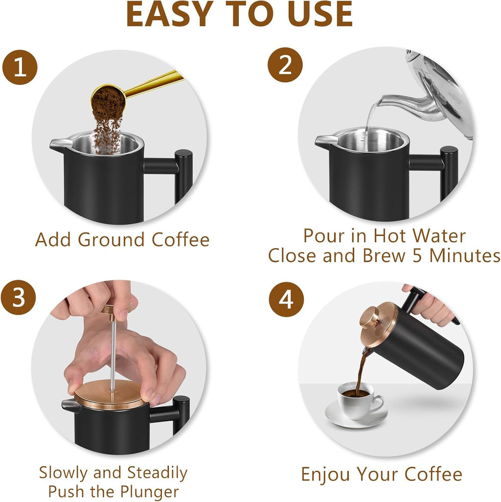 50 Ounce Double-Wall Insulated Stainless Steel French Press O6937