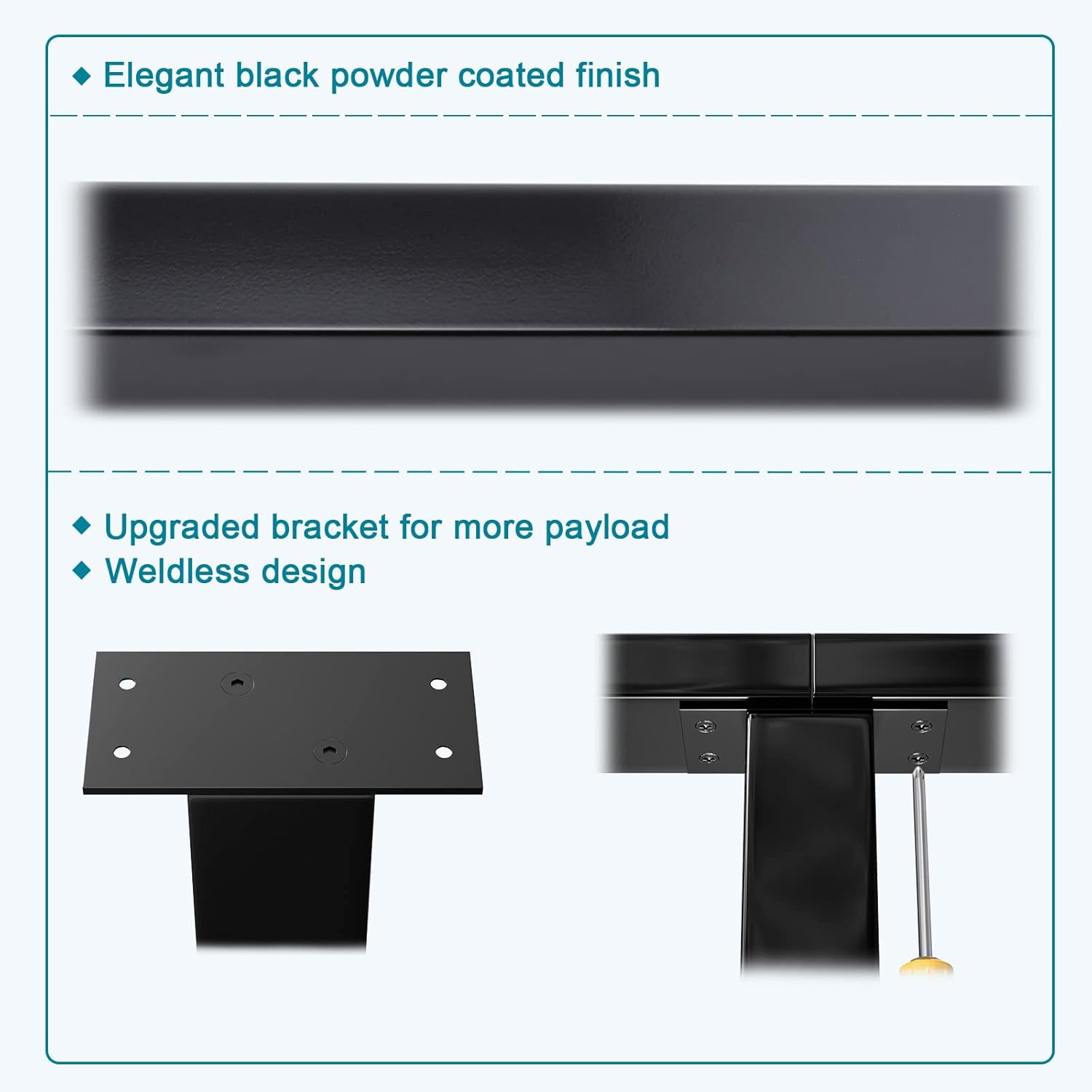 4Pack 36''x2''x2'' Black Square Weldless Stainless Steel Pre-Drilled Cable Railing Post Q3519