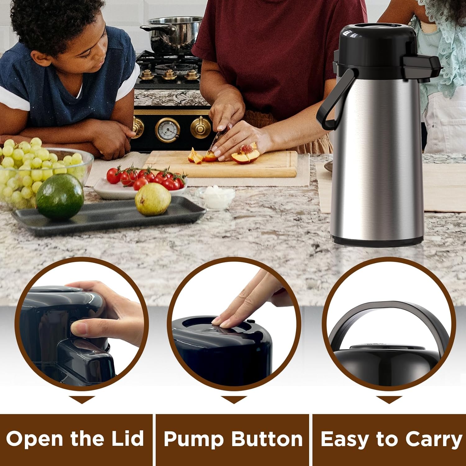 102oz Stainless Steel Thermal Insulated Coffee Dispenser with Pump N2114