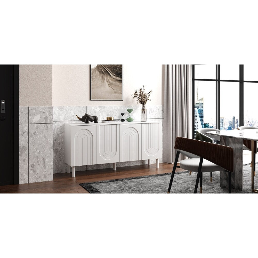 63.2"W Bookcase Credenza Sideboard Buffet with Drawer & Pop-Up Doors Z6197