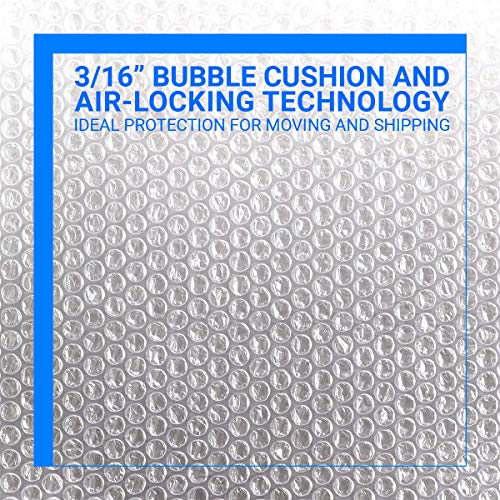 2-Pack Bubble Cushioning Nylon Wrap Rolls, 3/16" x 12" x 72' ft Total, Perforated Every 12", 20 Fragile Stickers C969