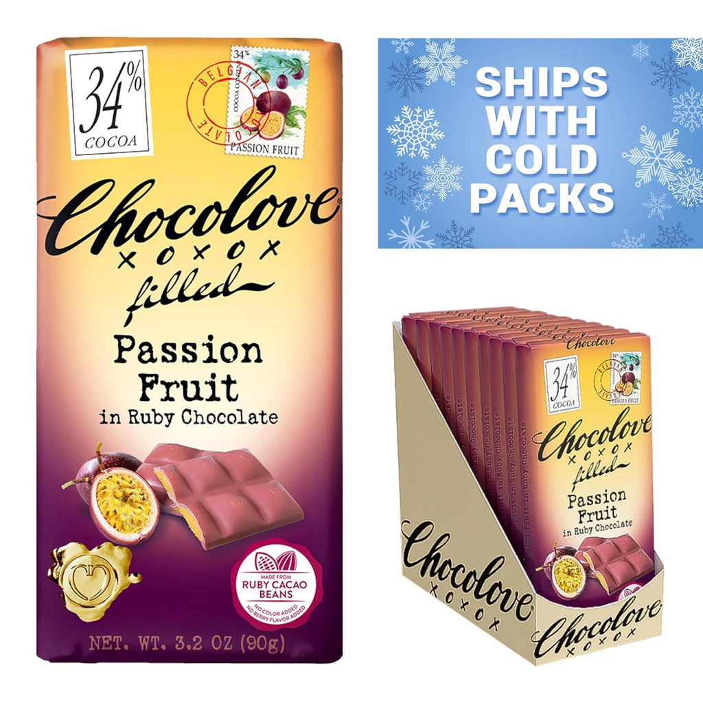 Ruby Chocolate with Passion Fruit Essence, 34% Cocoa, 3.2 oz Bar (10 Pack) Y5949