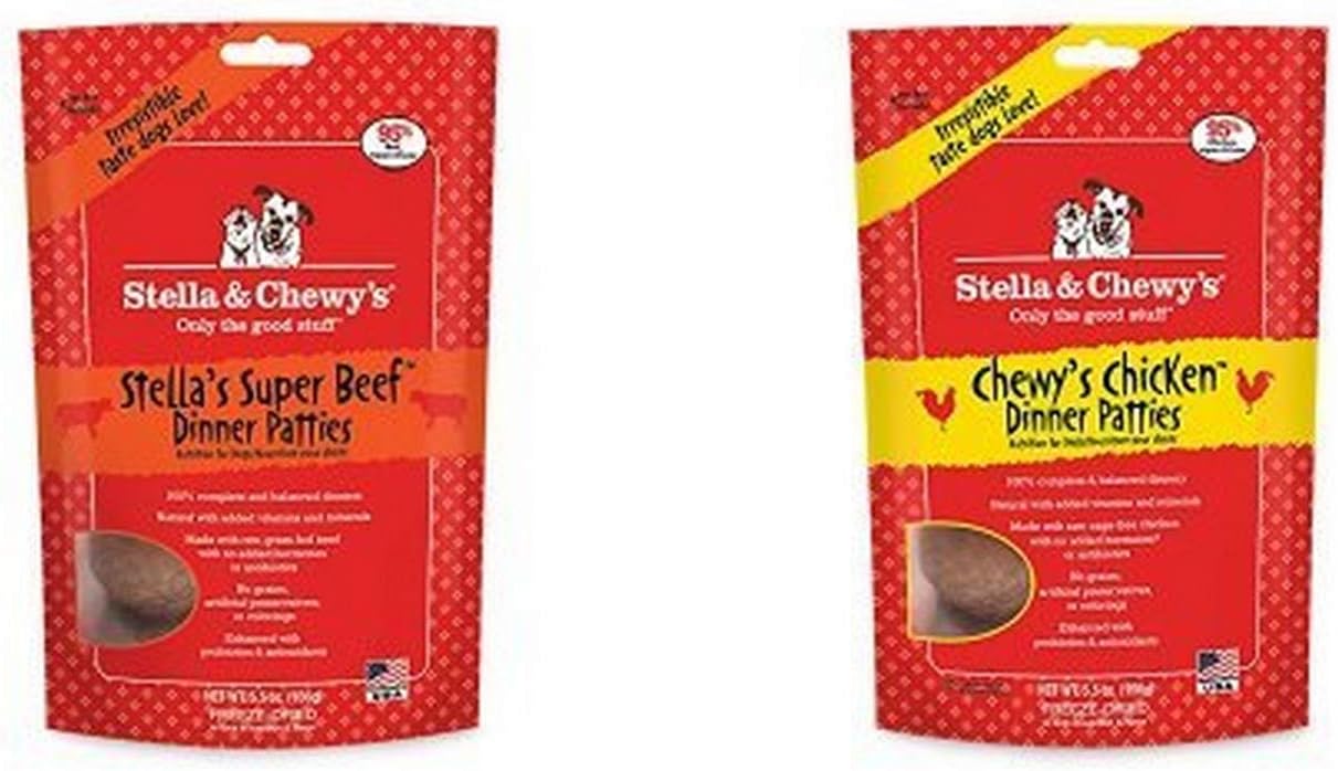 Freeze-Dried Raw Dinner Patties Dog Food Variety Pack Of 2 (Chicken And Beef), 5.5 Oz. Each L21314