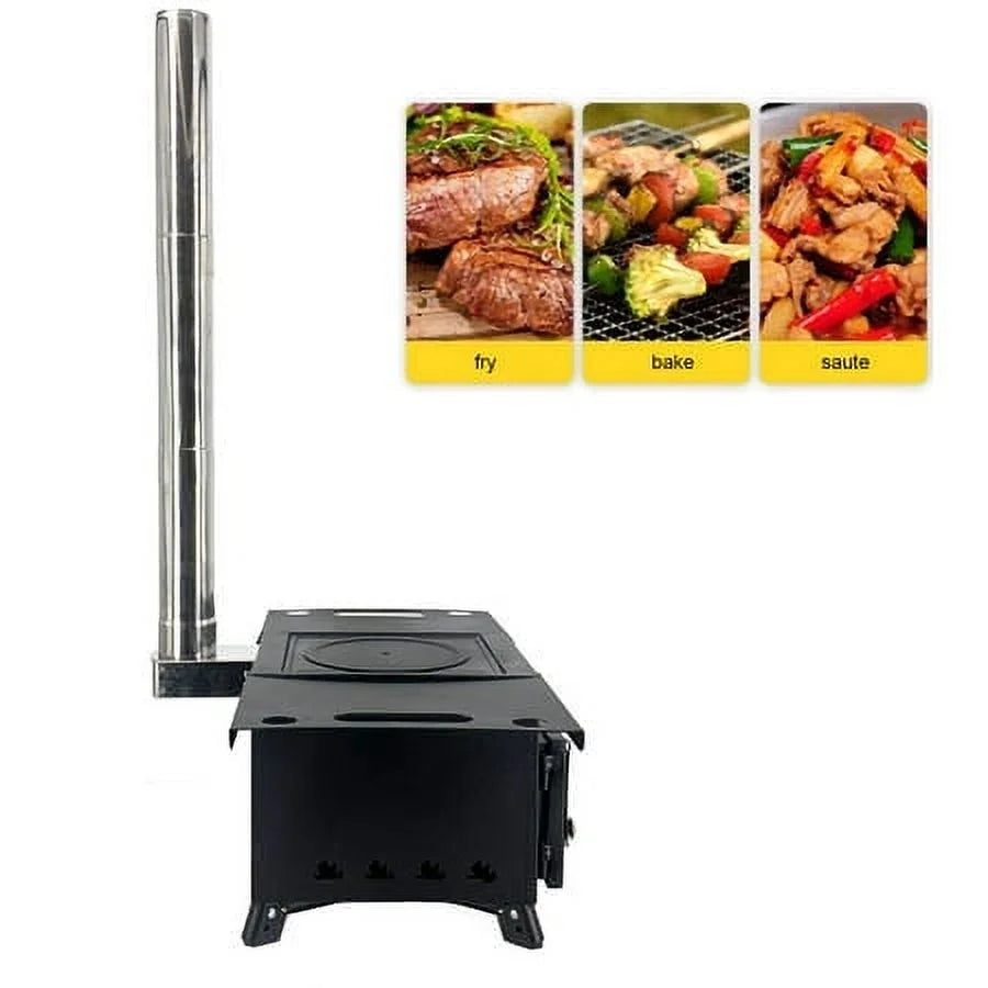 Portable Wood Burning Camping Stove with Chimney Pipe H4855