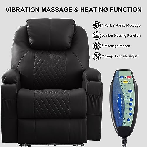 Brown PU Leather Power Recliner Chair with Heat and Massage J683