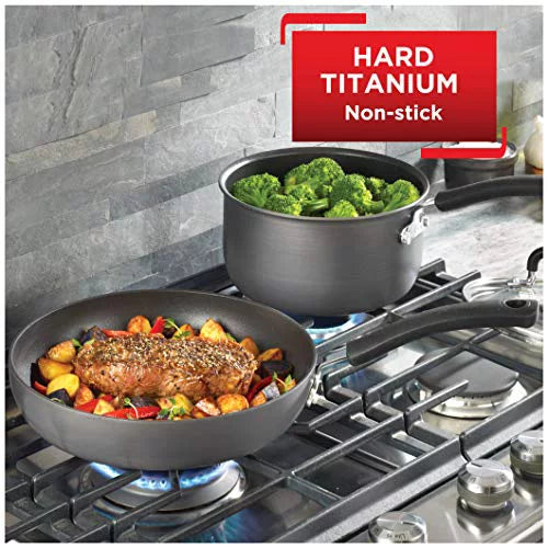 Hard Anodized Nonstick 8 In and 10 In Fry Pan Cookware Set, 2 Piece, Black S112