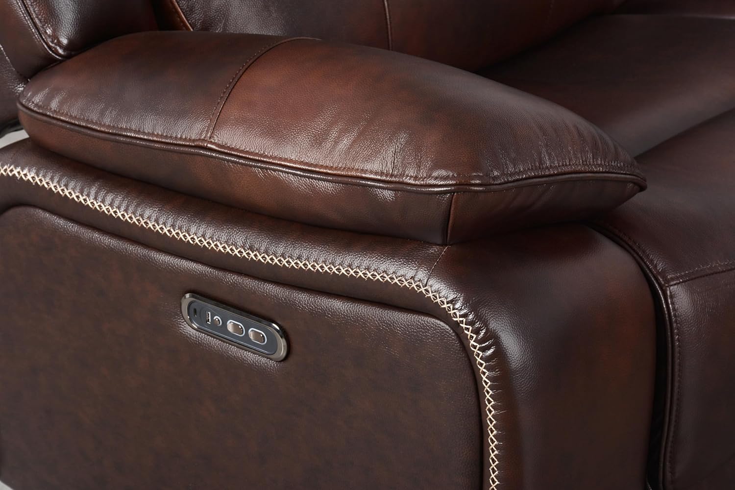 Brown Top Grain Leather 6 Piece Power Reclining Sectional Y83899