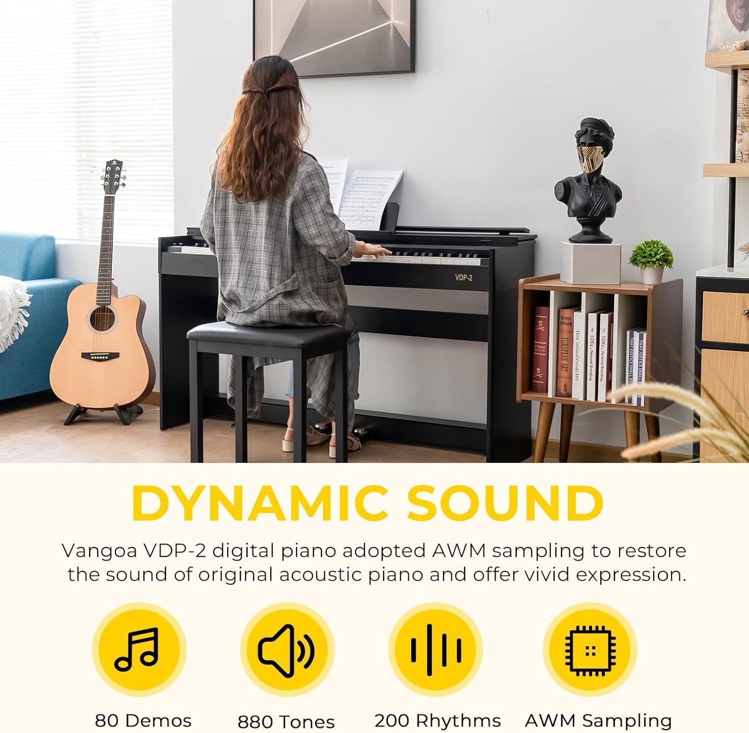 88 Keys Weighted Hammer Action Digital Piano with Furniture Stand F6717