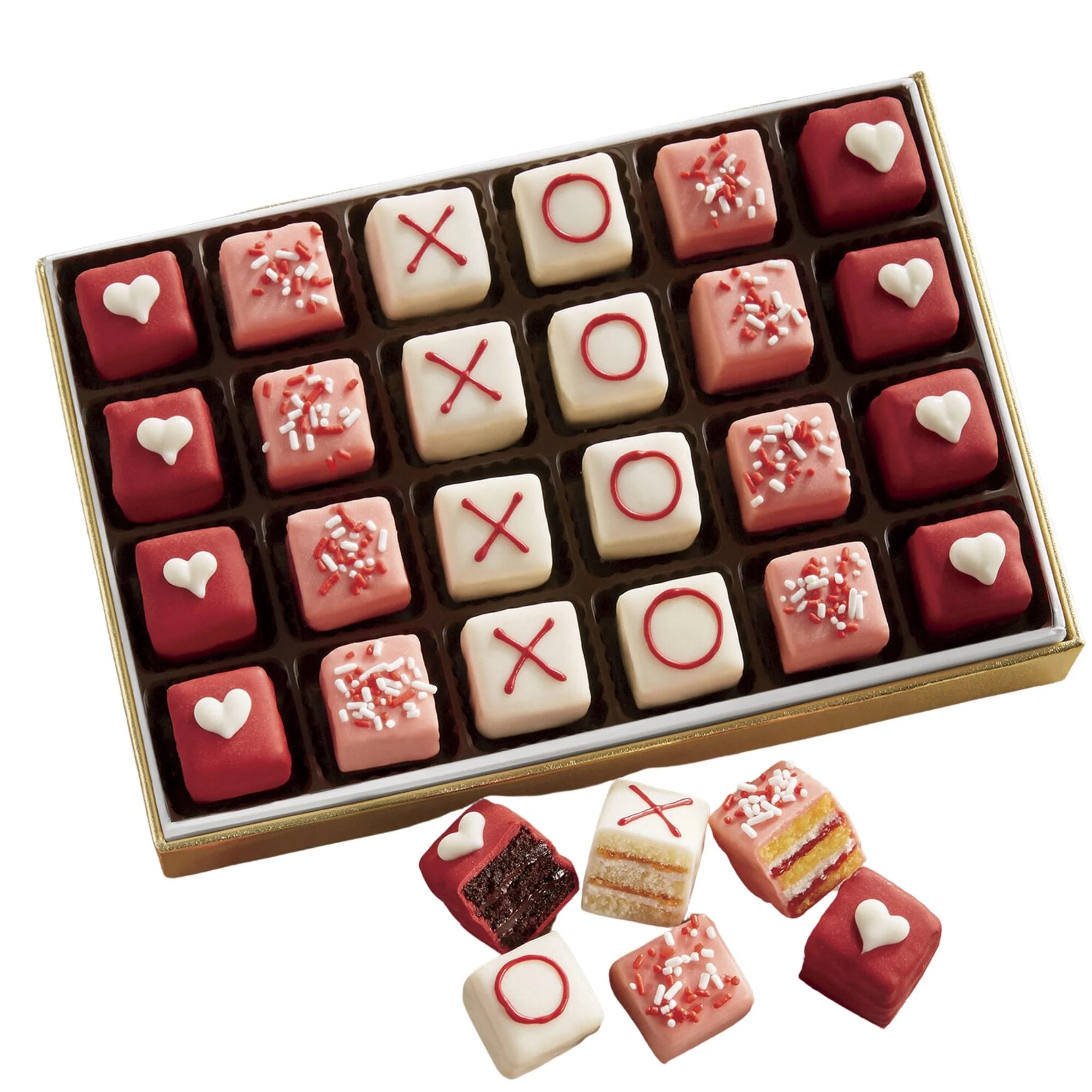 24 Pc Chocolate Vanilla Strawberry Shortcake Mini Layer Cake Treats T6892