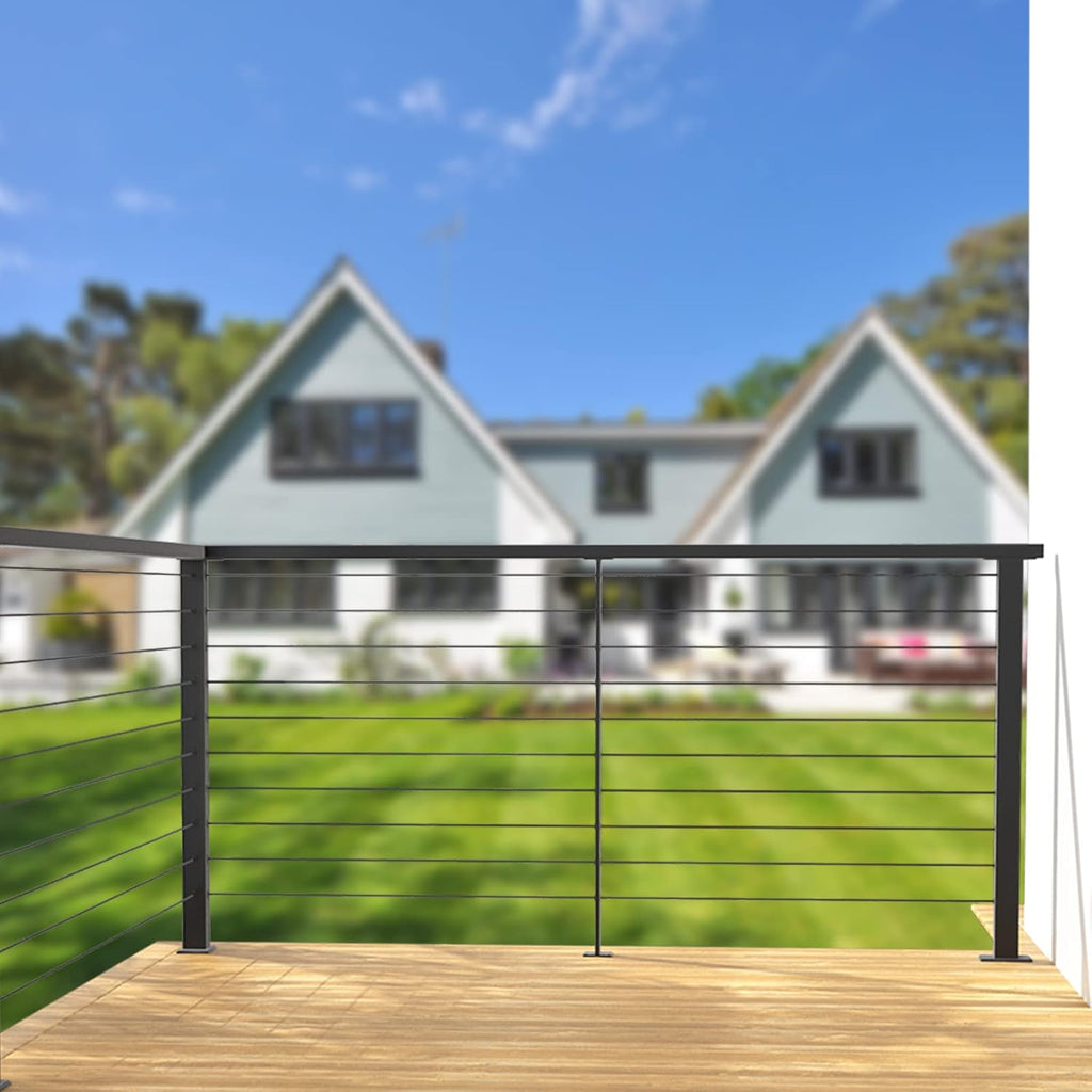 4Pack 36''x2''x2'' Black Square Weldless Stainless Steel Pre-Drilled Cable Railing Post Q3519