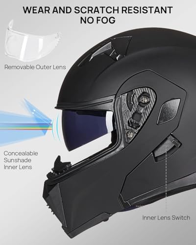 Motorcycle Modular Full Face Helmet Flip up Dual Visor B590018