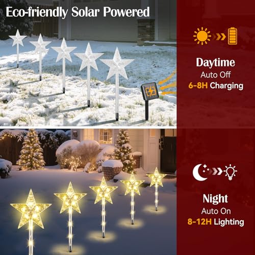 8 Pack Solar Candy Cane Pathway Lights C5614