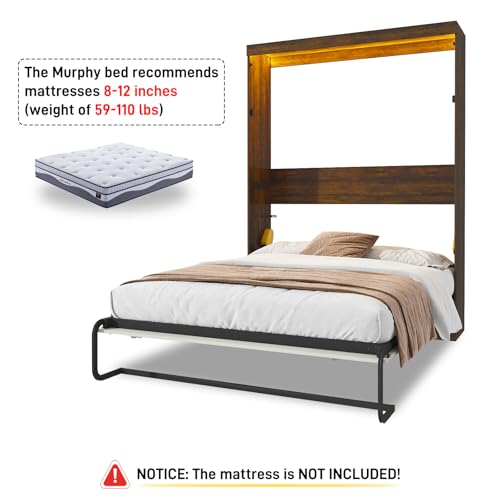 Queen Size Wood Wall Bed with LED Lights U768