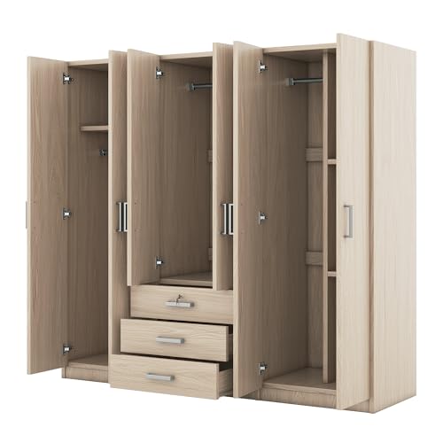 White 4 Doors Armoire Wardrobe with Mirror S190587