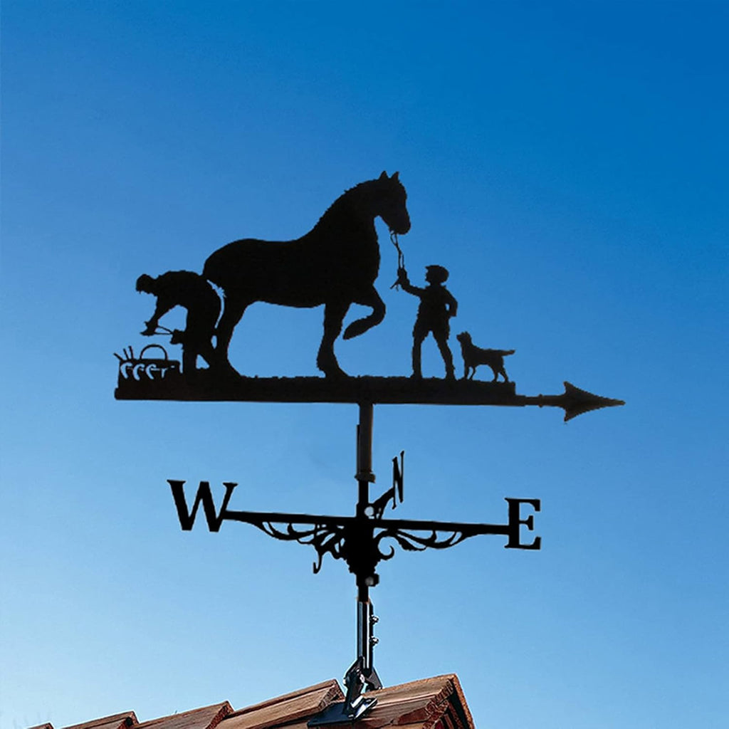 Retro Farmer and Horse Metal Weathervane J49609