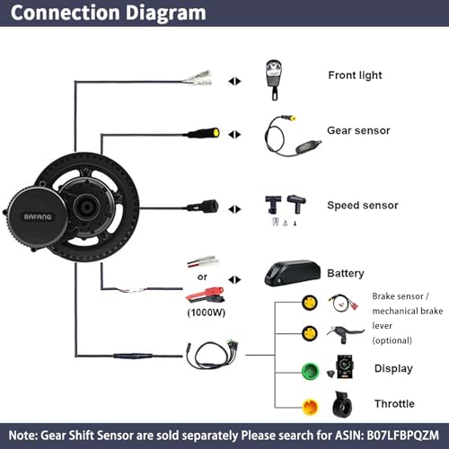 48V 500W 1000W Mid Drive Kit with LCD Display & Chainring Mountain Bike L835297