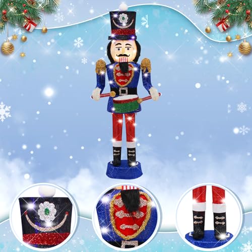 34" Lighted-up Blue Nutcracker Soldier Christmas Decoration C664