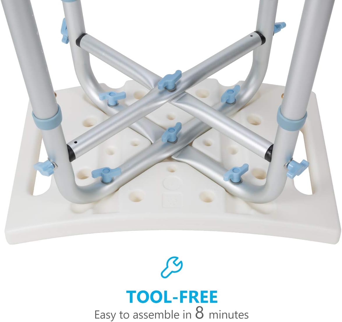 Upright Walker with 12” Pneumatic Wheel and Padded Bath Seat with 6 Height Adjustable Tube W735