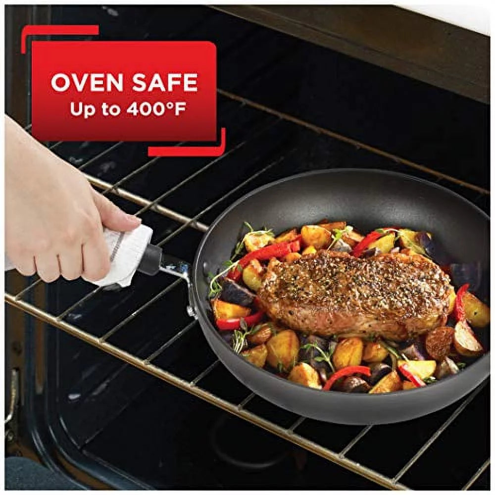 Hard Anodized Nonstick 8 In and 10 In Fry Pan Cookware Set, 2 Piece, Black S112