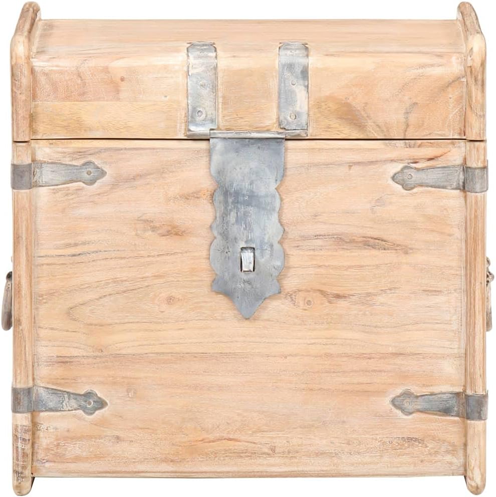 Rustic Solid Acacia Wood Chest Storage with Safety Hinge 15.7" x 15.7" x 15.7" W25311