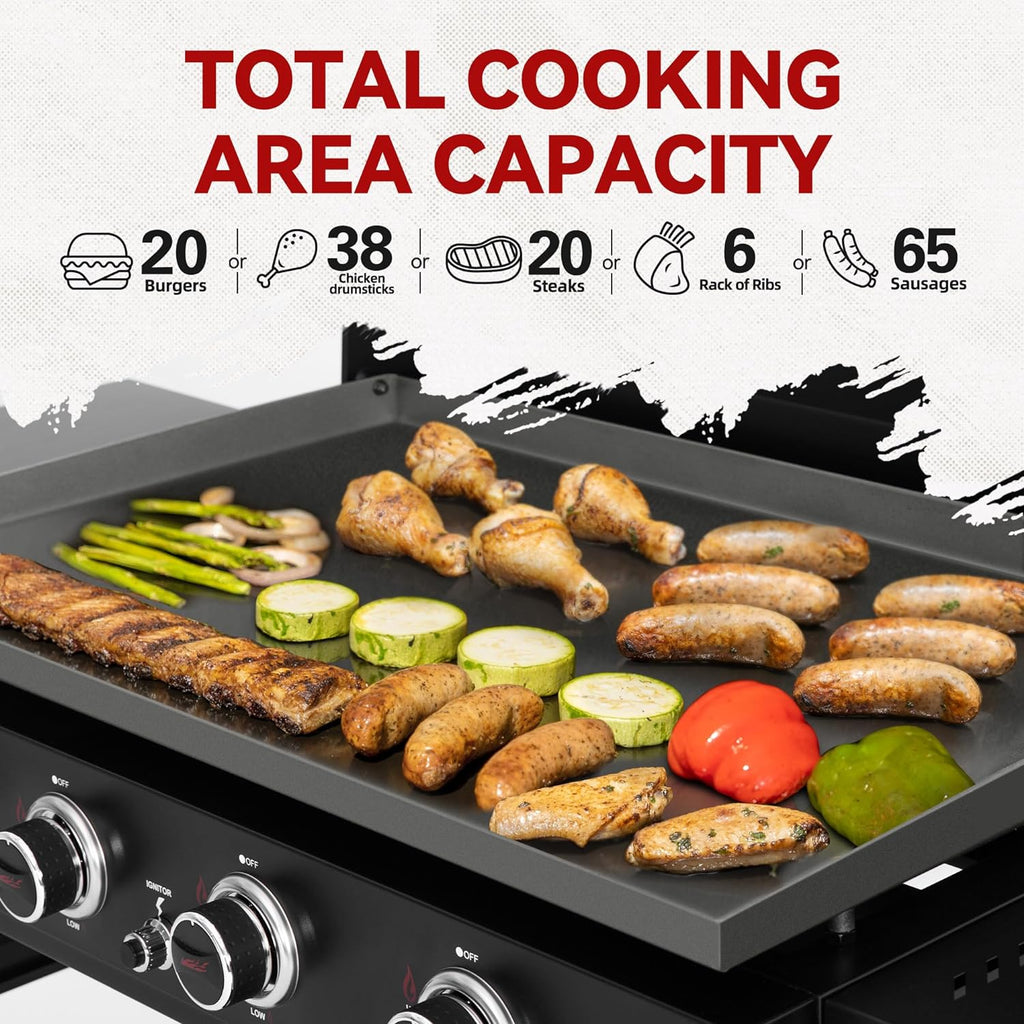4-Burner Propane Gas Griddle with Hard Cover, Black G286013