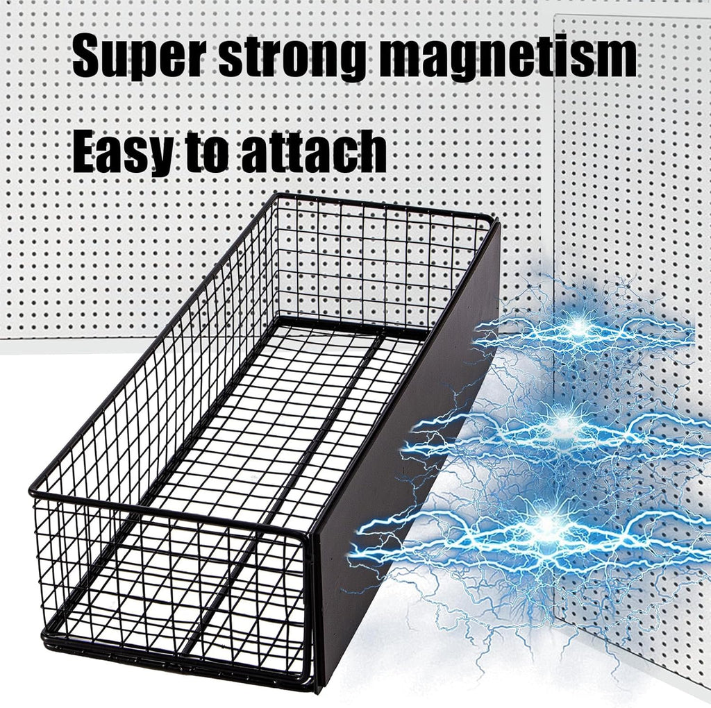 Black Magnetic Wire Mesh Shelf, 13.77" x 5.11" x 3.26" P701