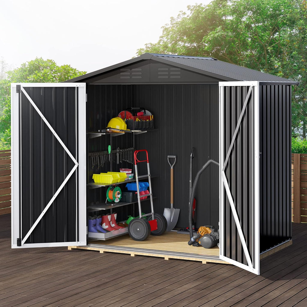 Black 6 x 4FT Metal Outdoor Storage Shed D676465