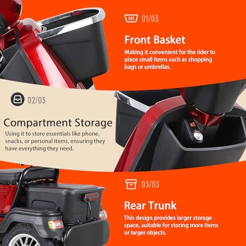 Heavy Duty 4 Wheel Electric Mobility Scooter, Double Seat, Orange K999