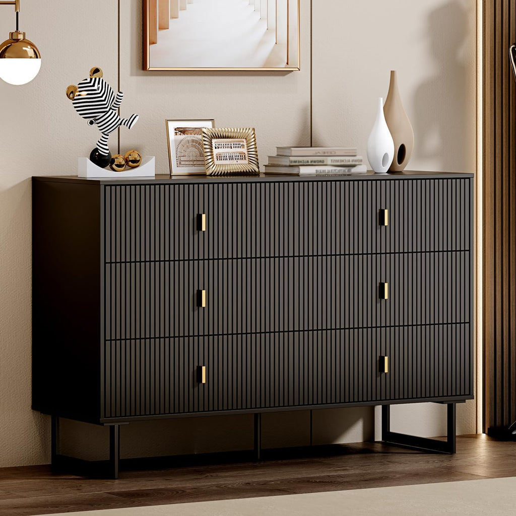 Black 6 Drawer Dresser W980
