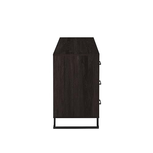 56 Inch Coastal Oak 6-Drawer Metal and Wood Dresser R60909