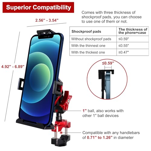 Metal Phone Mount for Motorcycle Handlebars with Camera Mount W9499