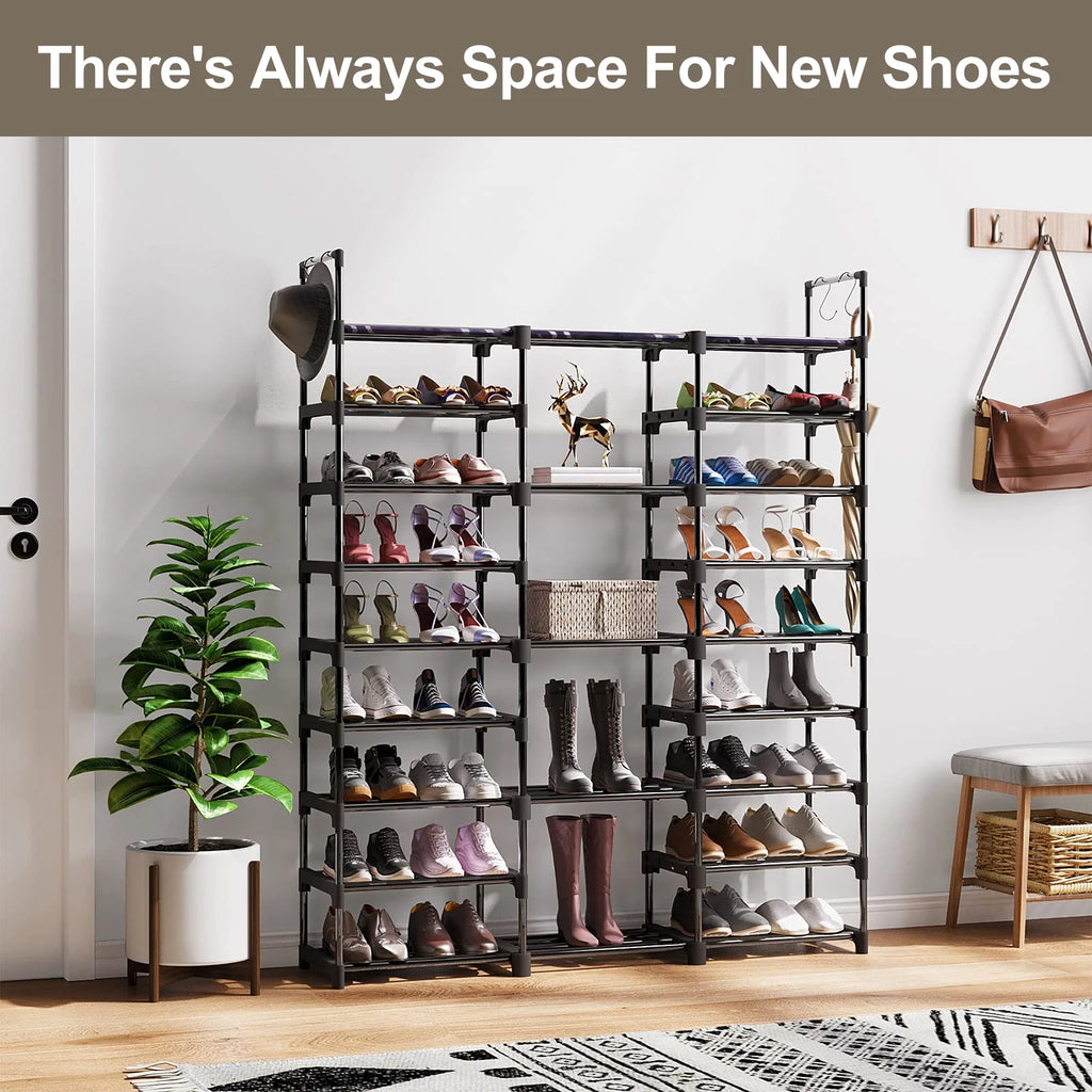 9 Tiers Metal Shoe Rack Storage Organizer Black F6559