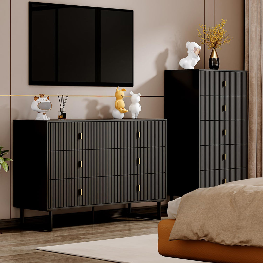 Black 6 Drawer Dresser W980