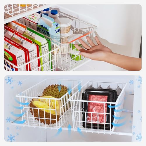 Freezer Organizer Bins, 2 Large 2 Medium Metal Wire Storage Container Bin I5009