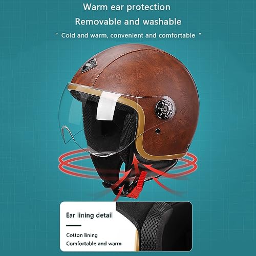 Leather Vintage Motorcycle 3/4 Helmet G638