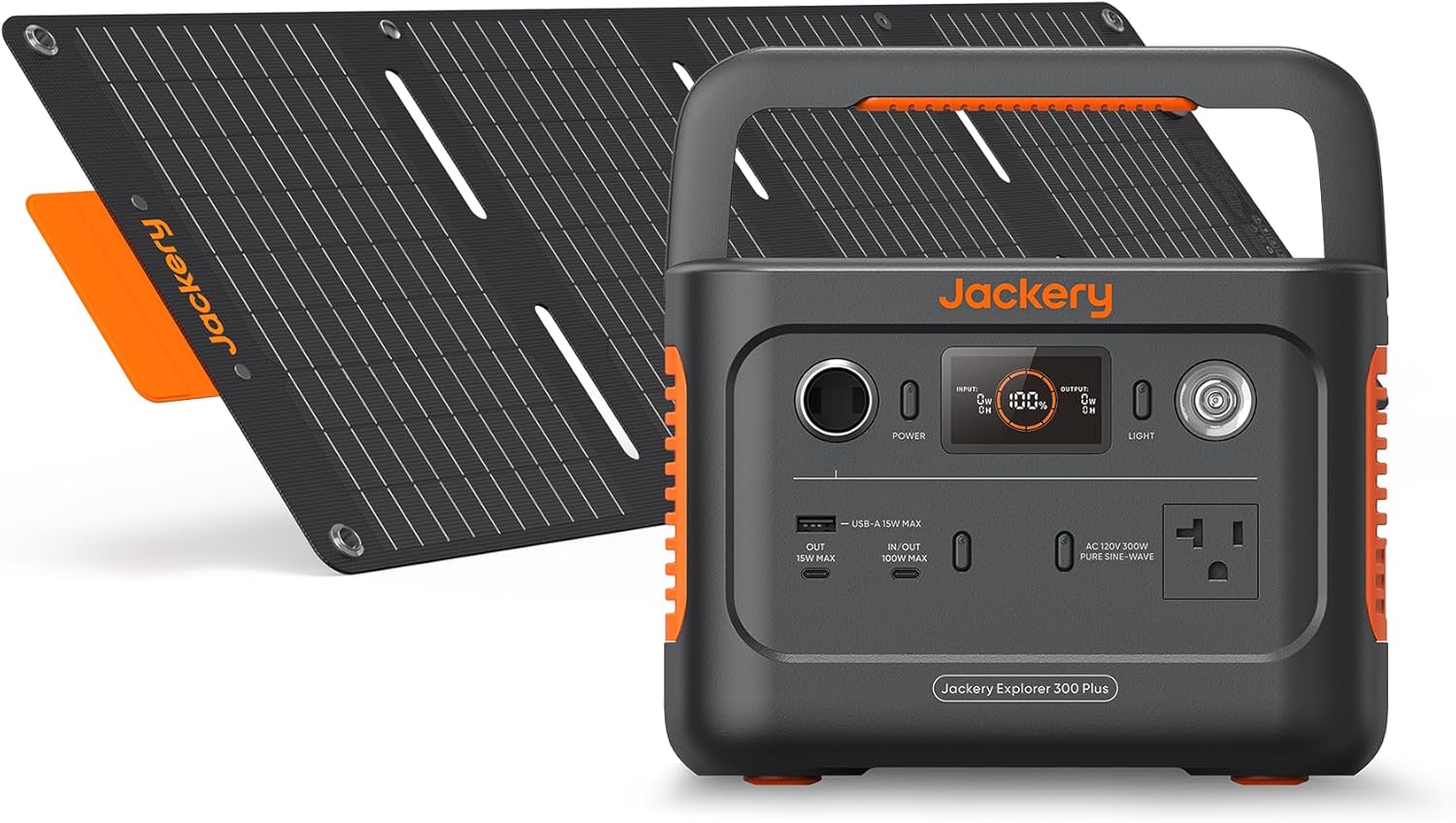 Portable Power Station with 40W Solar Panel, 288Wh LiFePO4 Battery, 300W AC Outlet P439