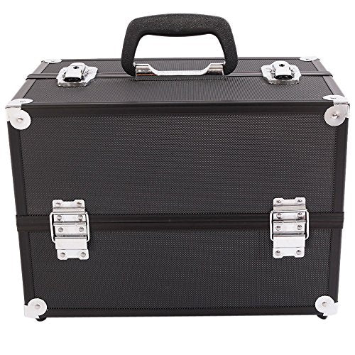 14inch Black Aluminum Cosmetic Case with 6 Trays W691