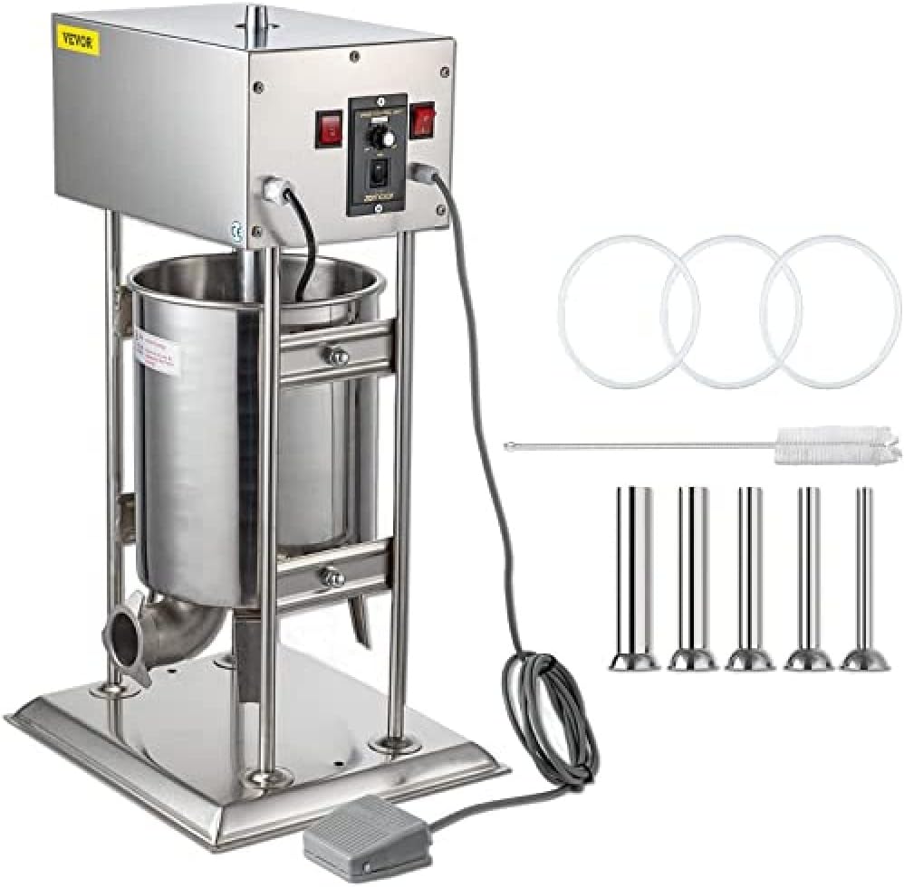 Electric Sausage Stuffer 10L Capacity, Vertical Meat Stuffer Variable Speed, Stainless Steel Sausage Filler with 4 Sausage Tubes L562383