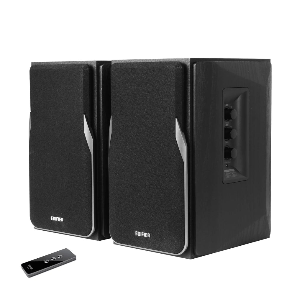 Black Powered Bookshelf Speakers, 2.0 Stereo Active Near Field Monitors, 42 Watts RMS W73902