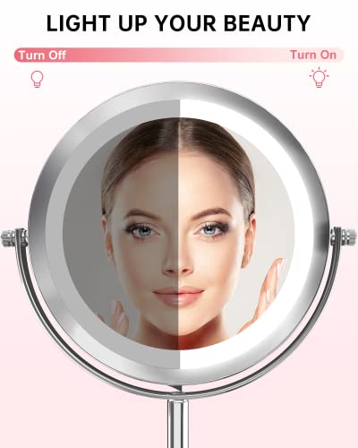 1x/10x Magnifying Lighted Makeup Mirror Double Sided Round Swivel 7 Inch A7150