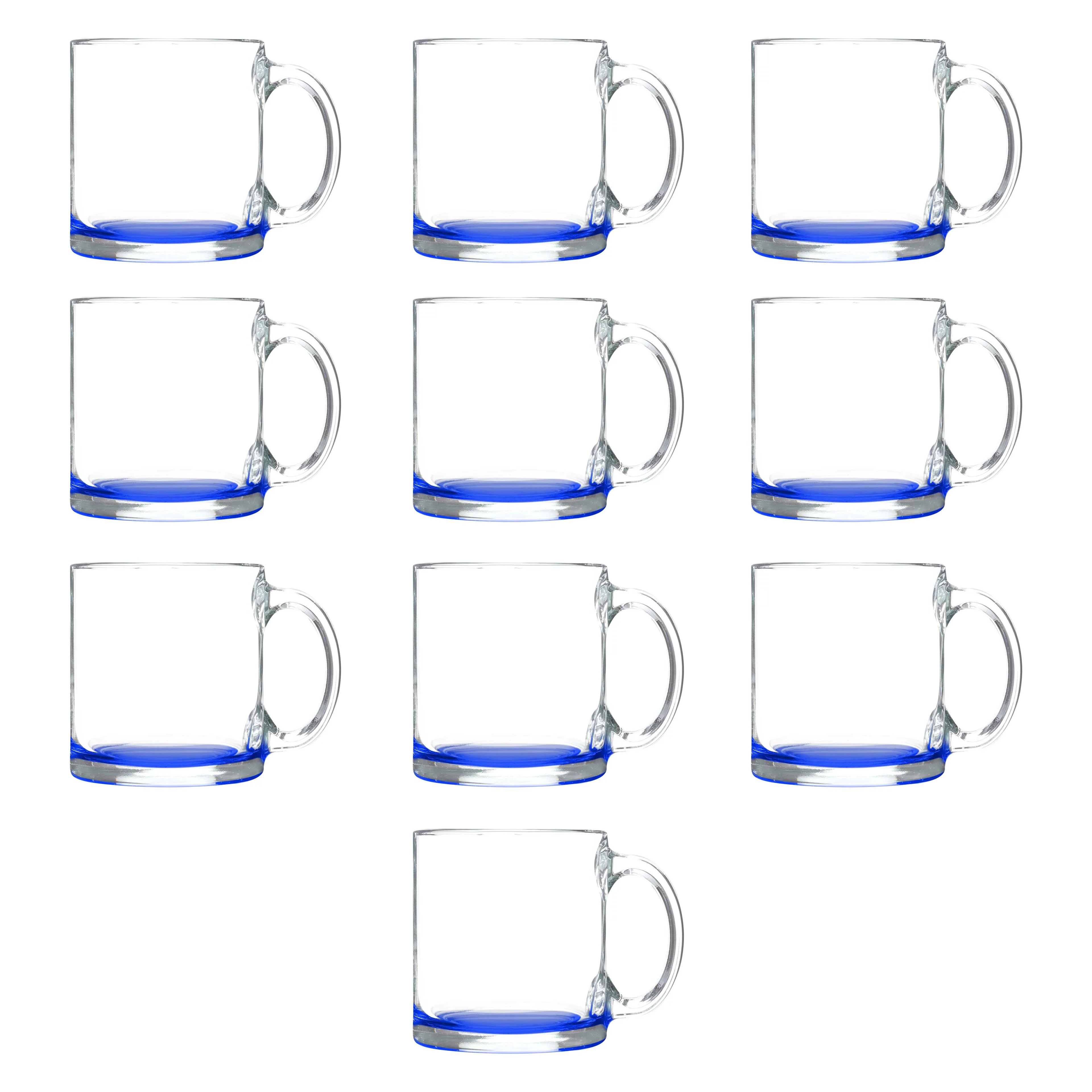Clear Glass Coffee Mugs 13 oz. Set of 10 V5427